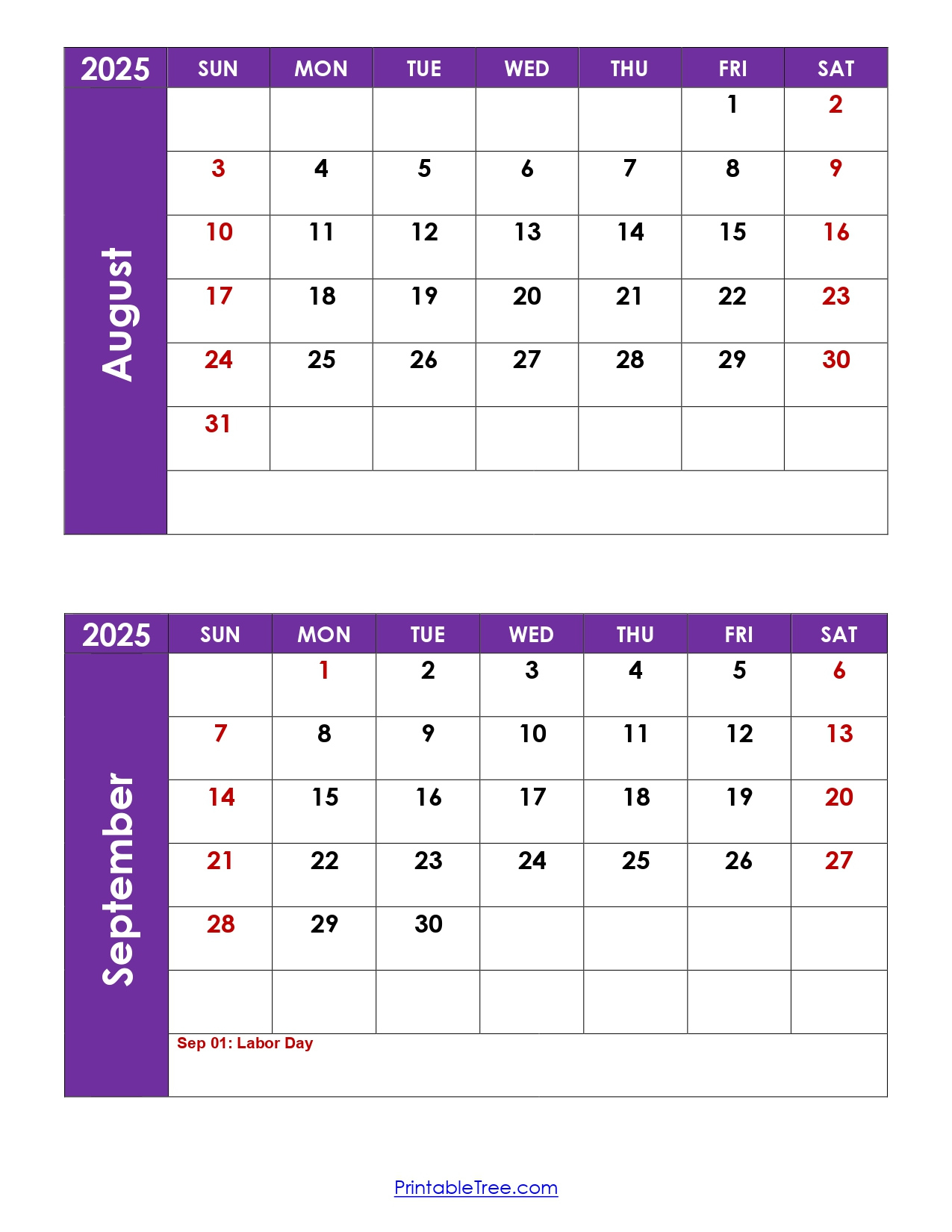 August And September 2025 Calendar Printable Pdf | Two Months Calendar - Calendar 2025 August September October