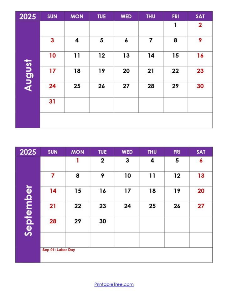 Printable August September Calendar 2025