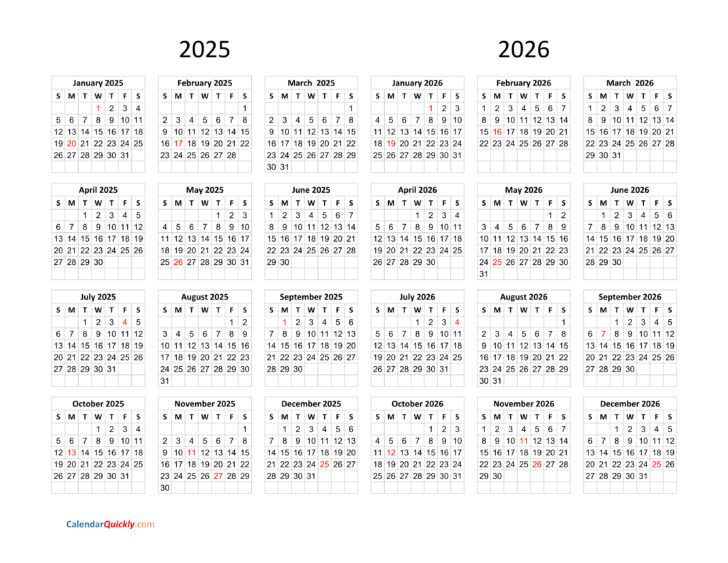 Calendar August 2025 to June 2026
