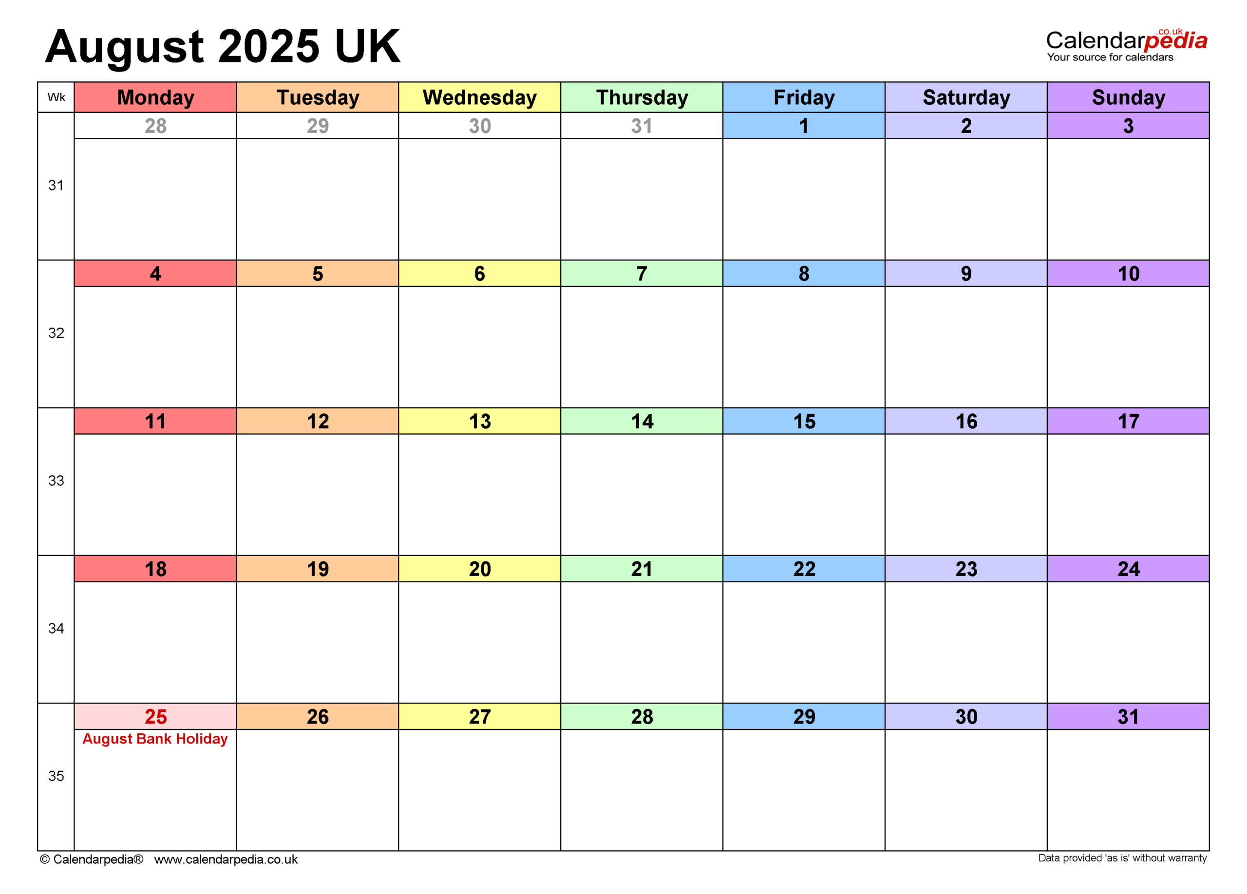Calendar August 2025 Uk With Pdf, Excel And Word Templates - Google Calendar August 2025