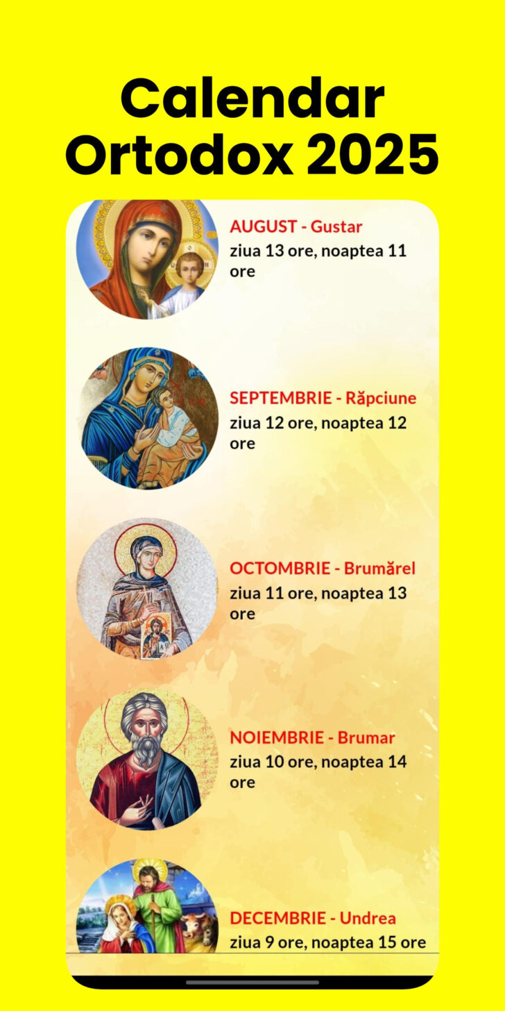 Calendar Ortodox August 2025
