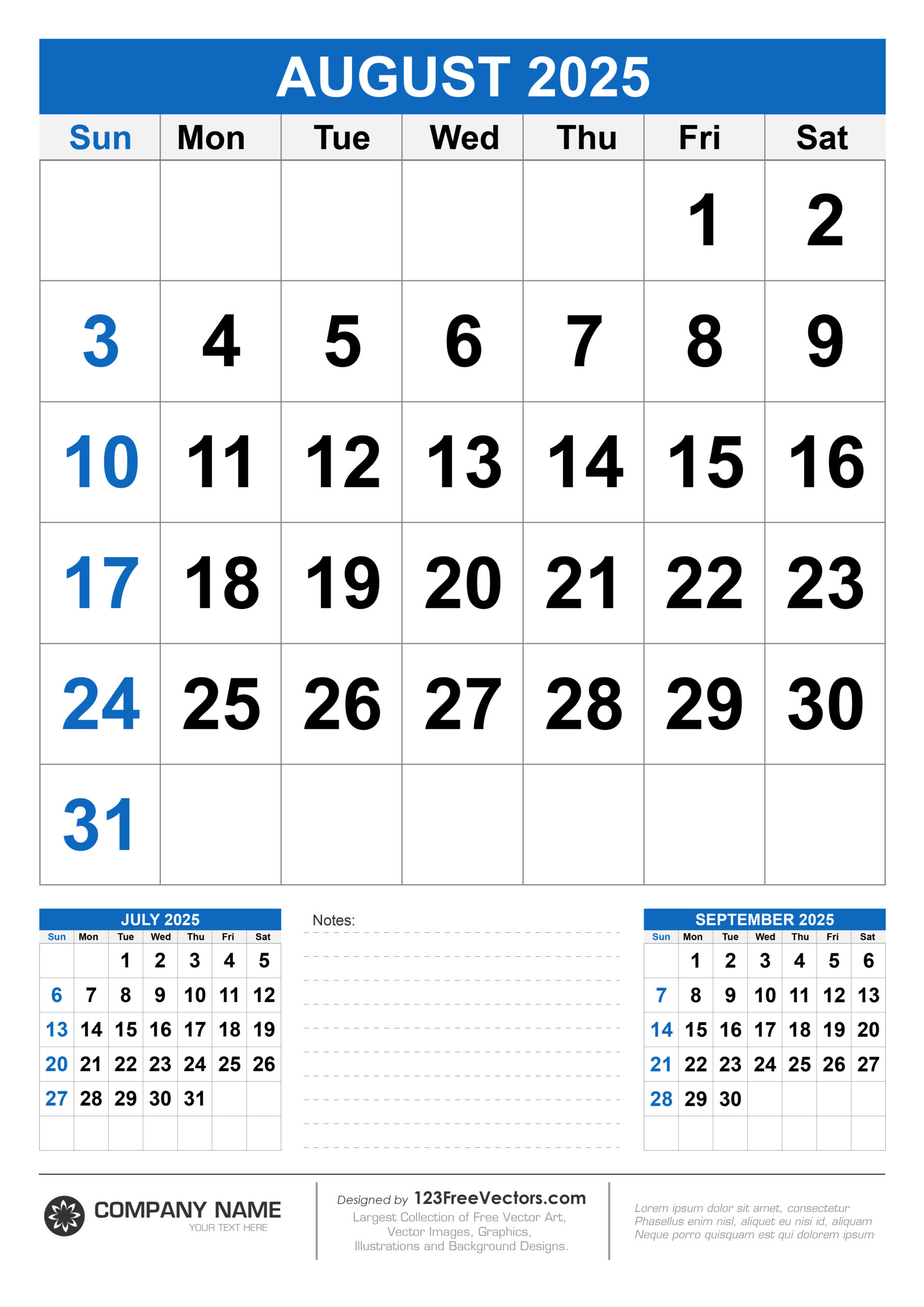 Free Download Wall Calendar August 2025 - Image Of August 2025 Calendar