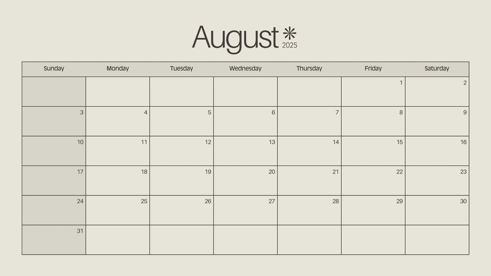 Free Printable August 2025 Calendar Templates | Canva - August 2025 Whiteboard Calendar Ideas