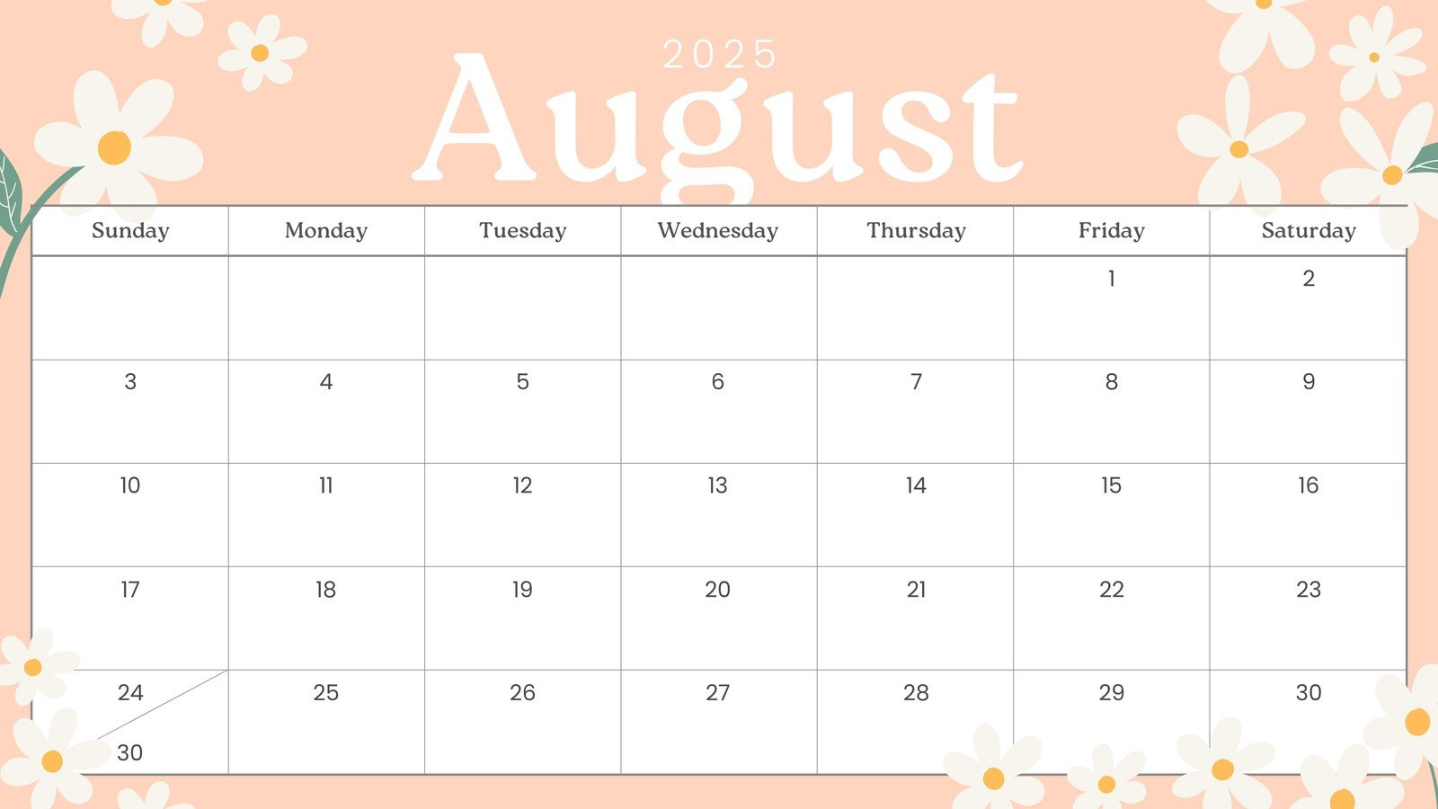 Free Printable August 2025 Calendar Templates | Canva - August Calendar 2025 Cute