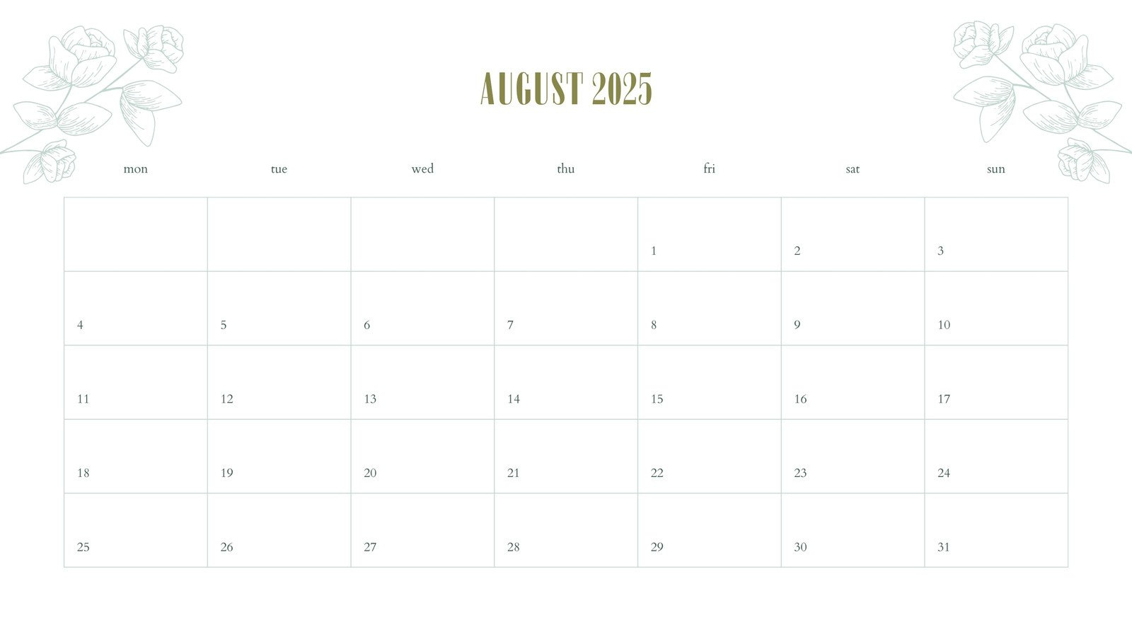Free Printable August 2025 Calendar Templates | Canva - General Blue August 2025 Calendar