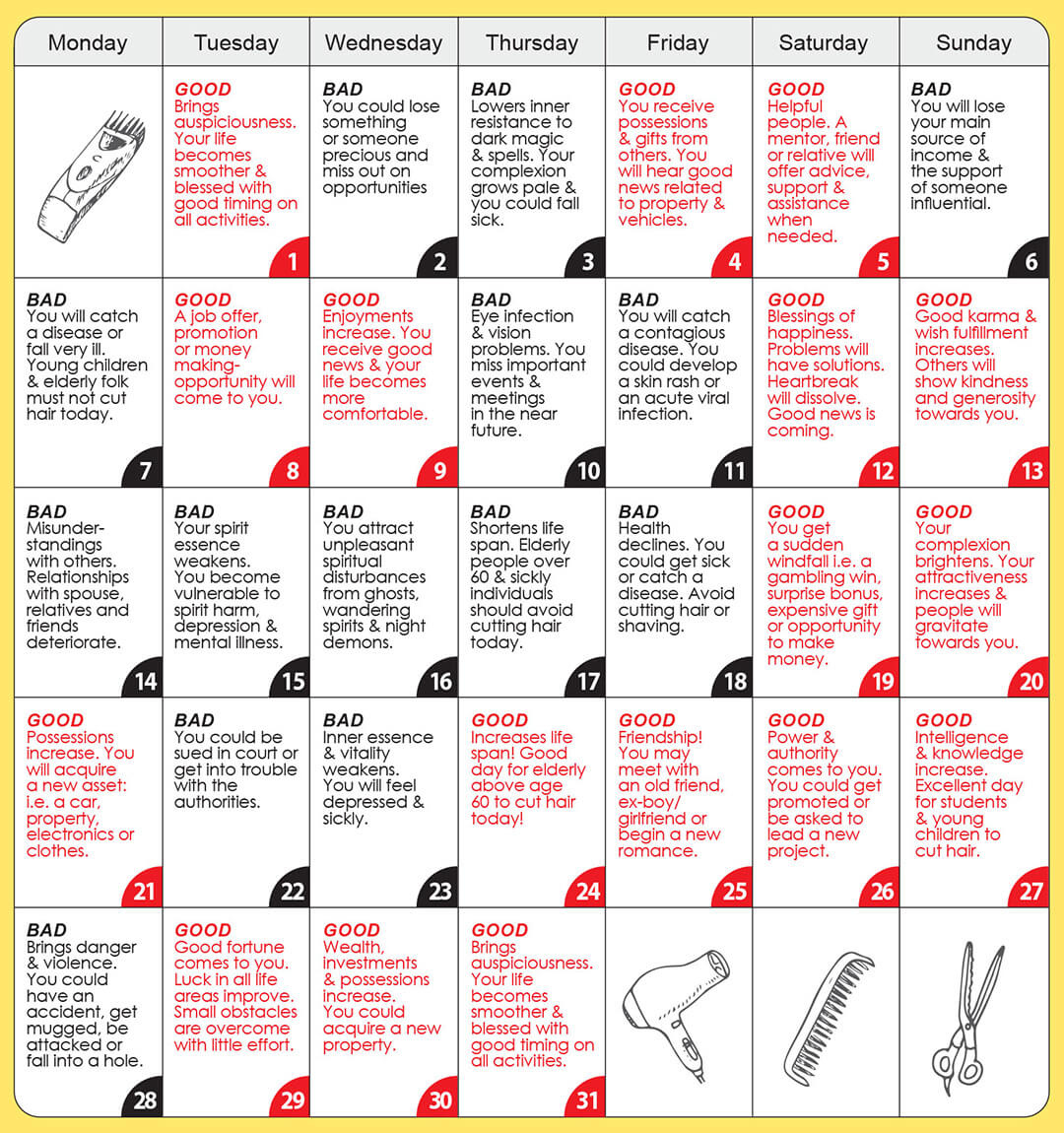 Good &amp;amp; Bad Days To Cut Hair For August 2023 - Wofs - Lunar Haircut Calendar August 2025