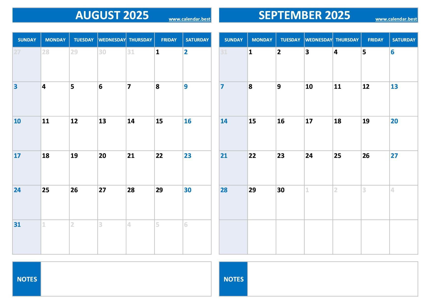 Printable August And September 2025 Calendar - Free Pdf &amp;amp; Jpg - Calendar August and September 2025