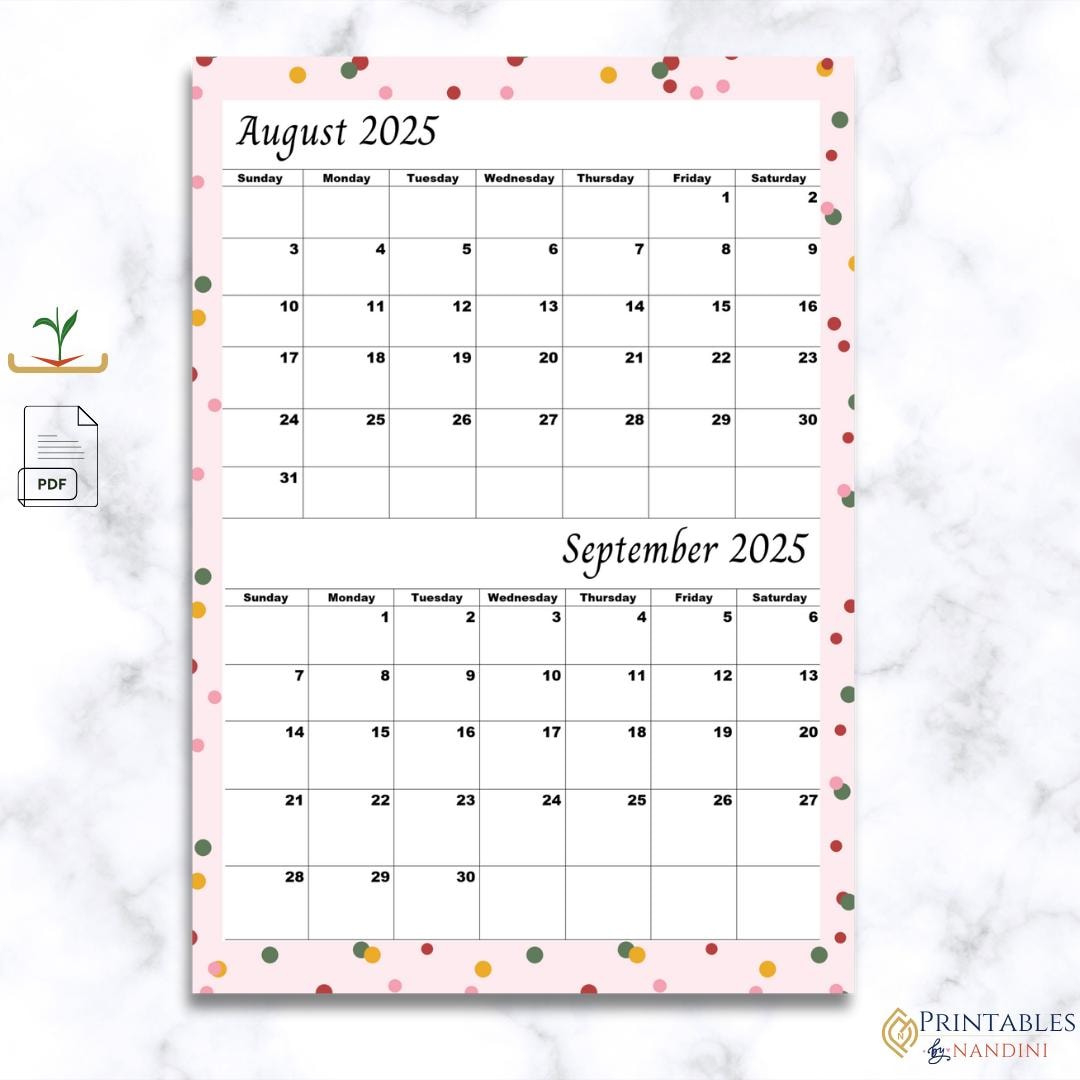 Printable August &amp;amp; September 2025 Month Calendar – A4 Size Pdf - Calendar Of August And September 2025