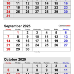 September 2025 Calendar | Templates For Pdf, Excel And Word – August Sept Oct 2025 Calendar