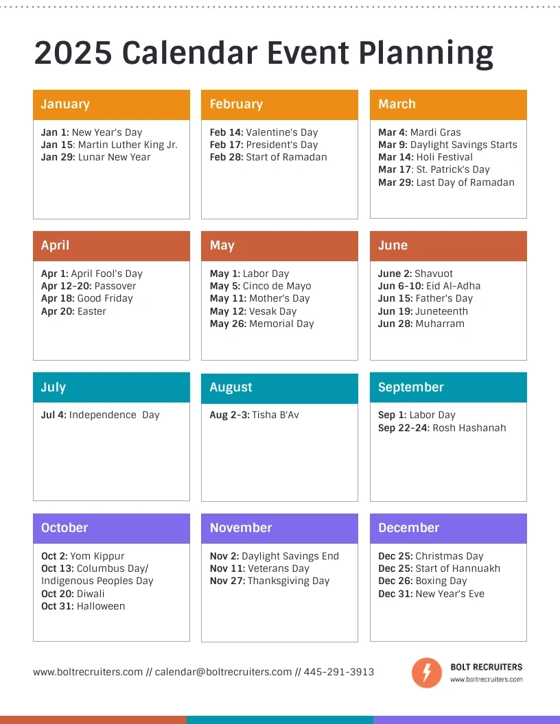 Single Page 2025 Calendar Event Work Schedule Template - Venngage - Calendar Events For August 2025