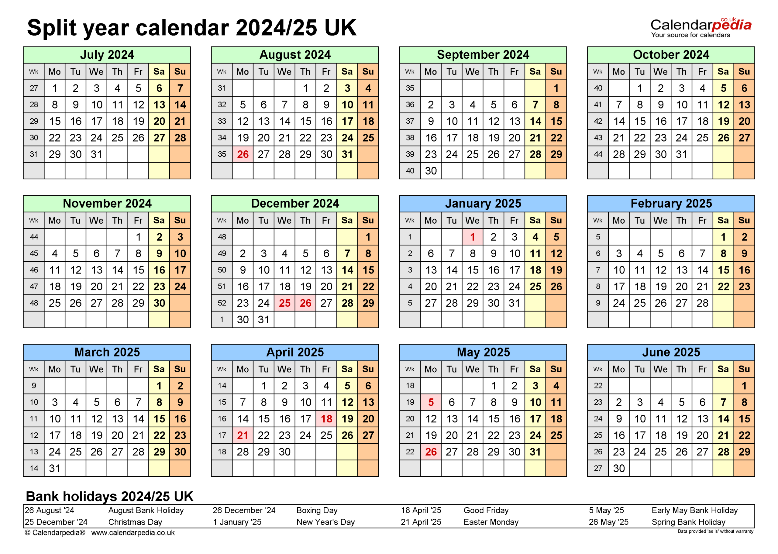 Split Year Calendars 2024/25 Uk (July To June) For Pdf - September 2024 To August 2025 Calendar