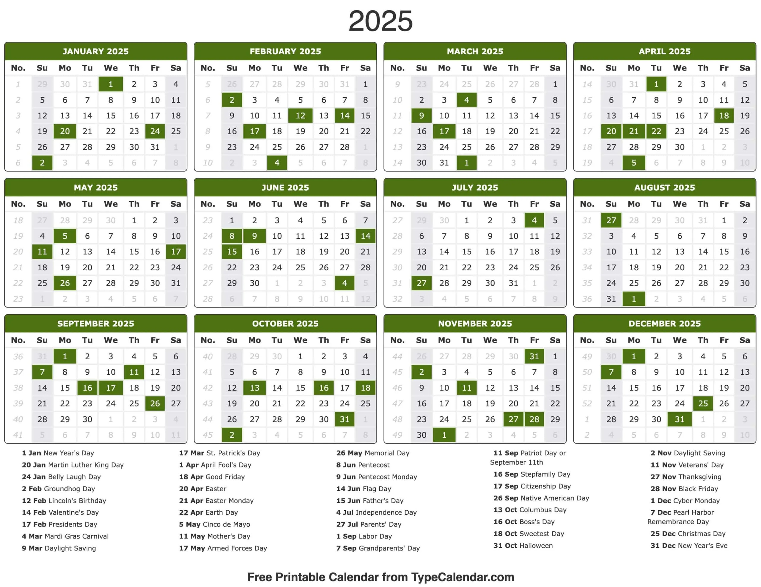 2025 Calendar - Printable Calendar 2025 With Holidays - September Events and Holidays 2025
