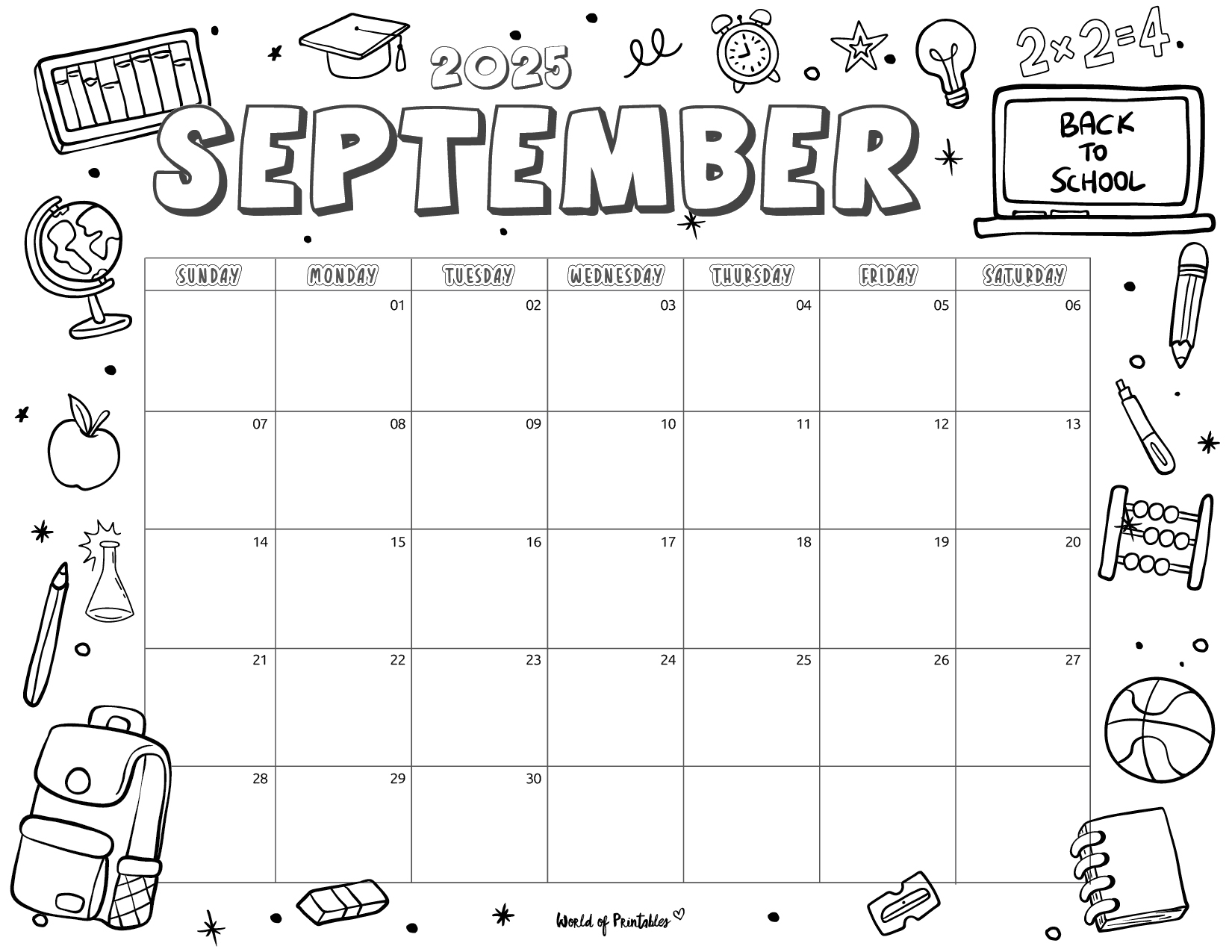 2025 Coloring Calendar - Free Printables - World Of Printables - September 2025 Calendar Coloring