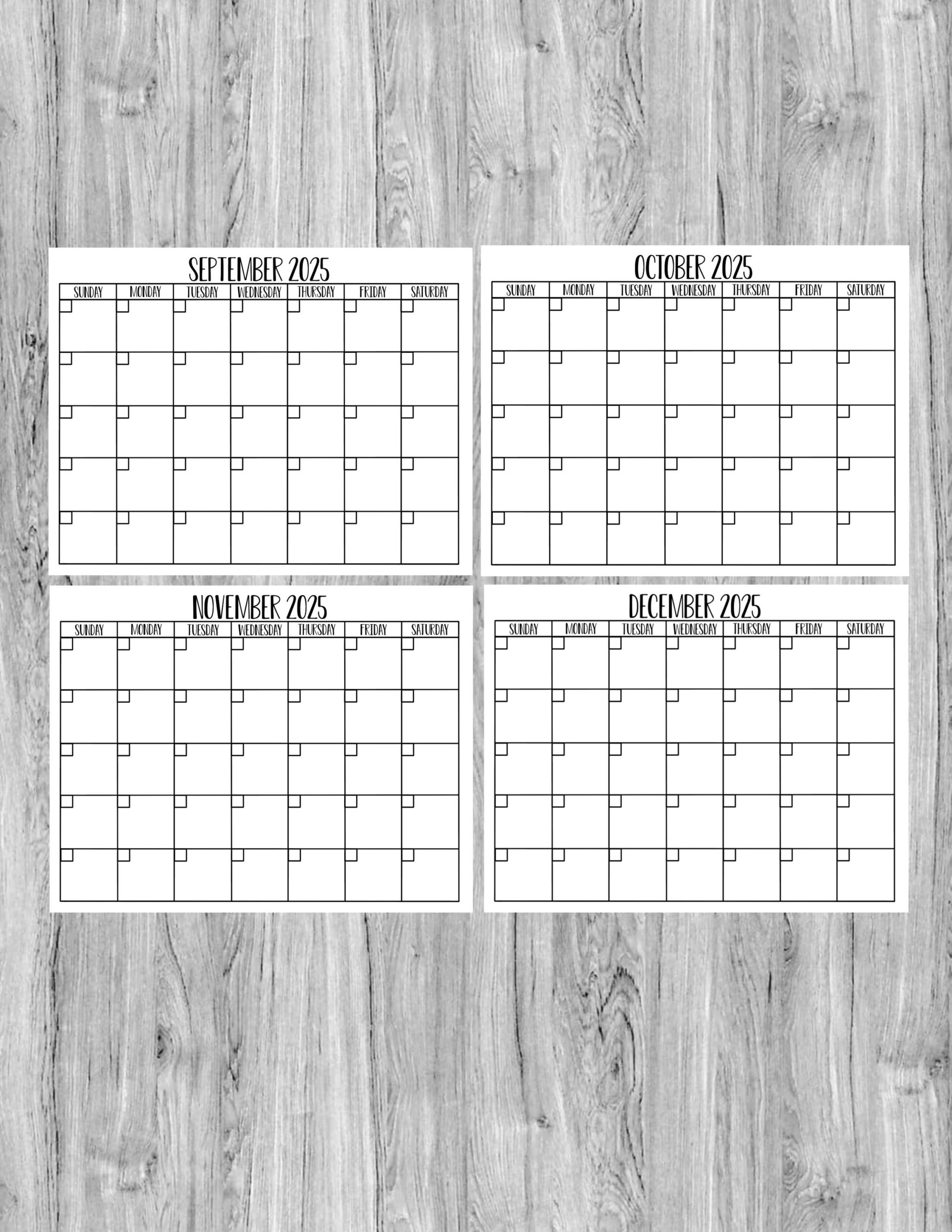 2025 Landscape Monthly Calendar-Lined &amp;amp; Unlined-Printable Pdf - September 2025 Calendar Printable Waterproof