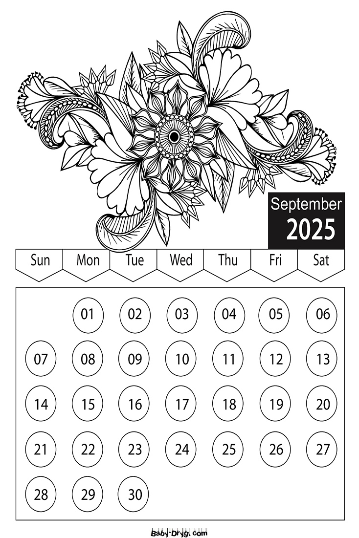 2025 October Children Coloring Book Calendar | Coloring Calendar - September 2025 Calendar Coloring Page