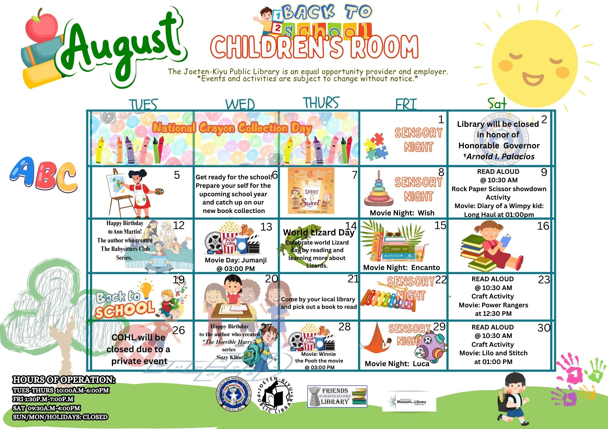 August 2025 Calendar Of Events – Joeten Kiyu Public Library - August 2025 Calendar Events