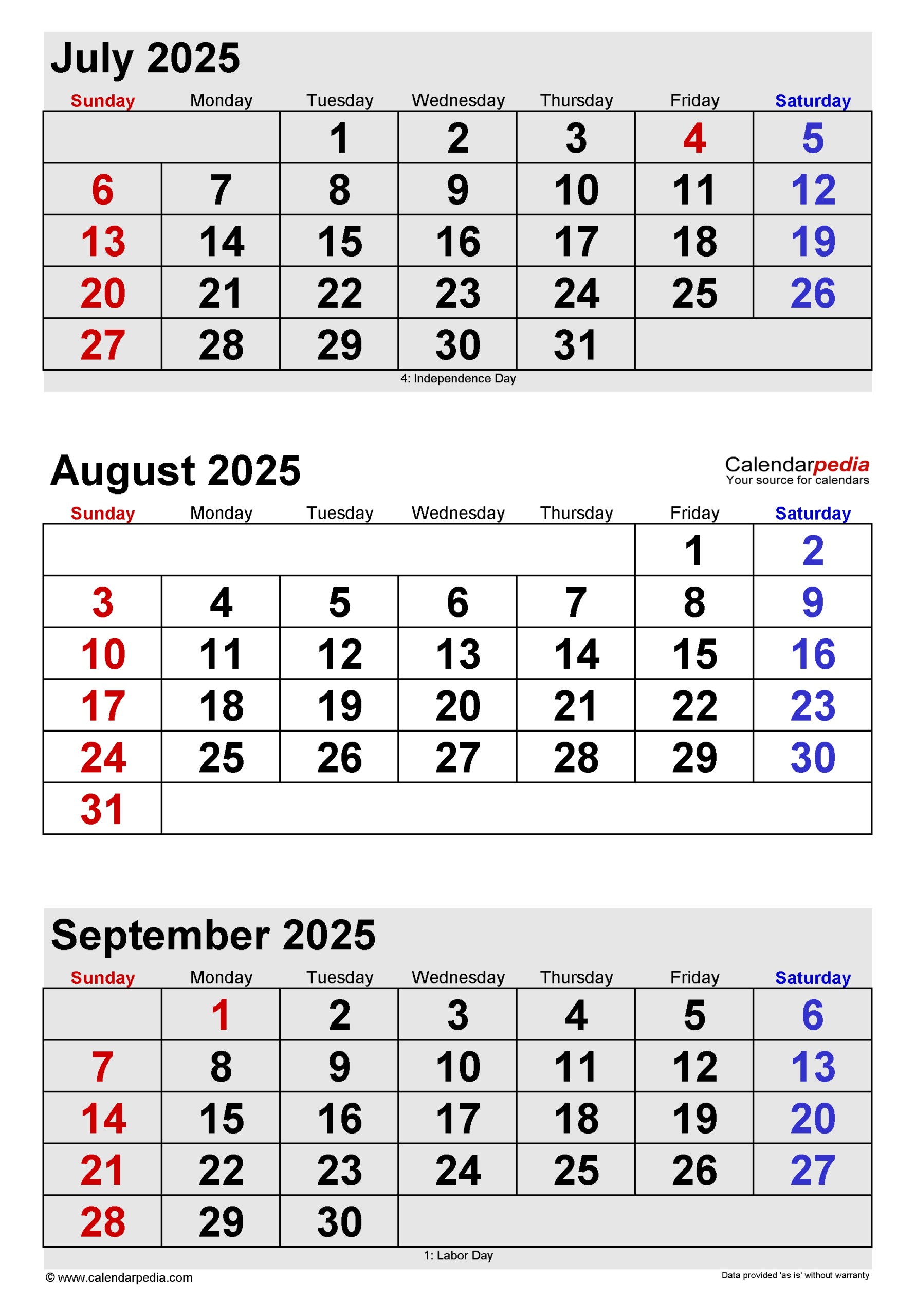 August 2025 Calendar | Templates For Pdf, Excel And Word - July August And September 2025 Calendar