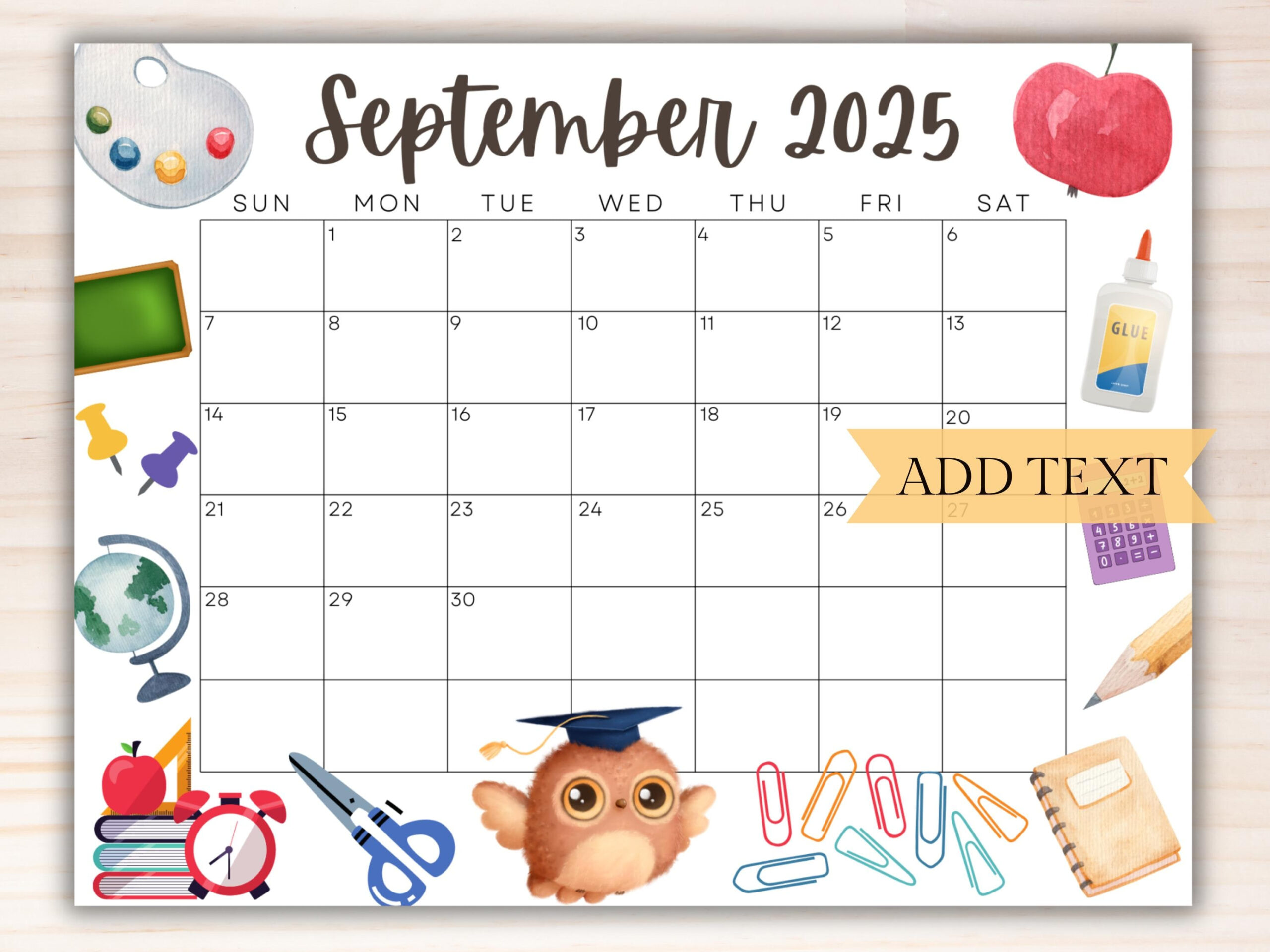 Bearbeitbarer Kalender Für September 2025, Druckbarer - September 2025 Calendar School