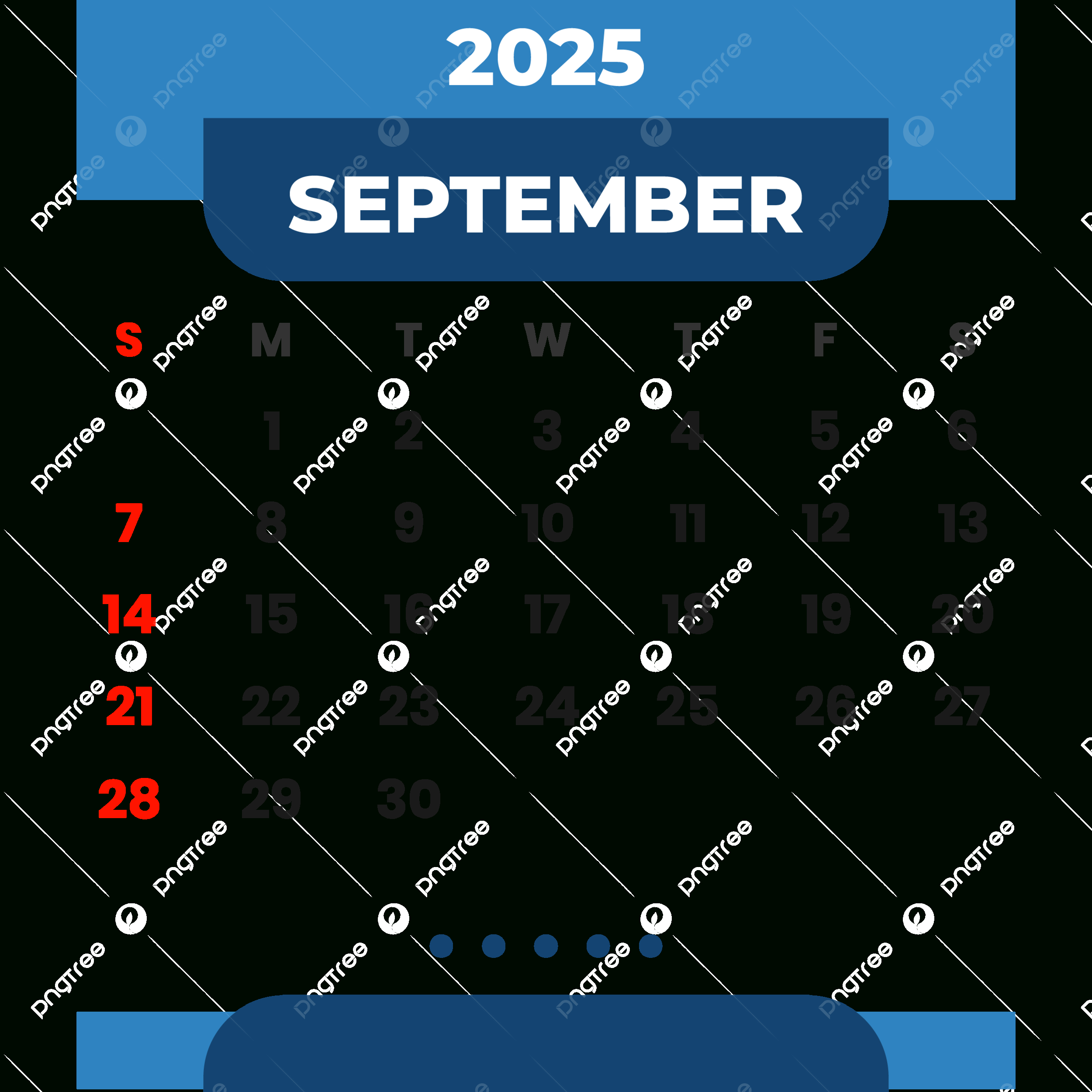 Blue Calendar 2025 Month September Clipart Vector, Month, Calendar - September 2025 Calendar Blue