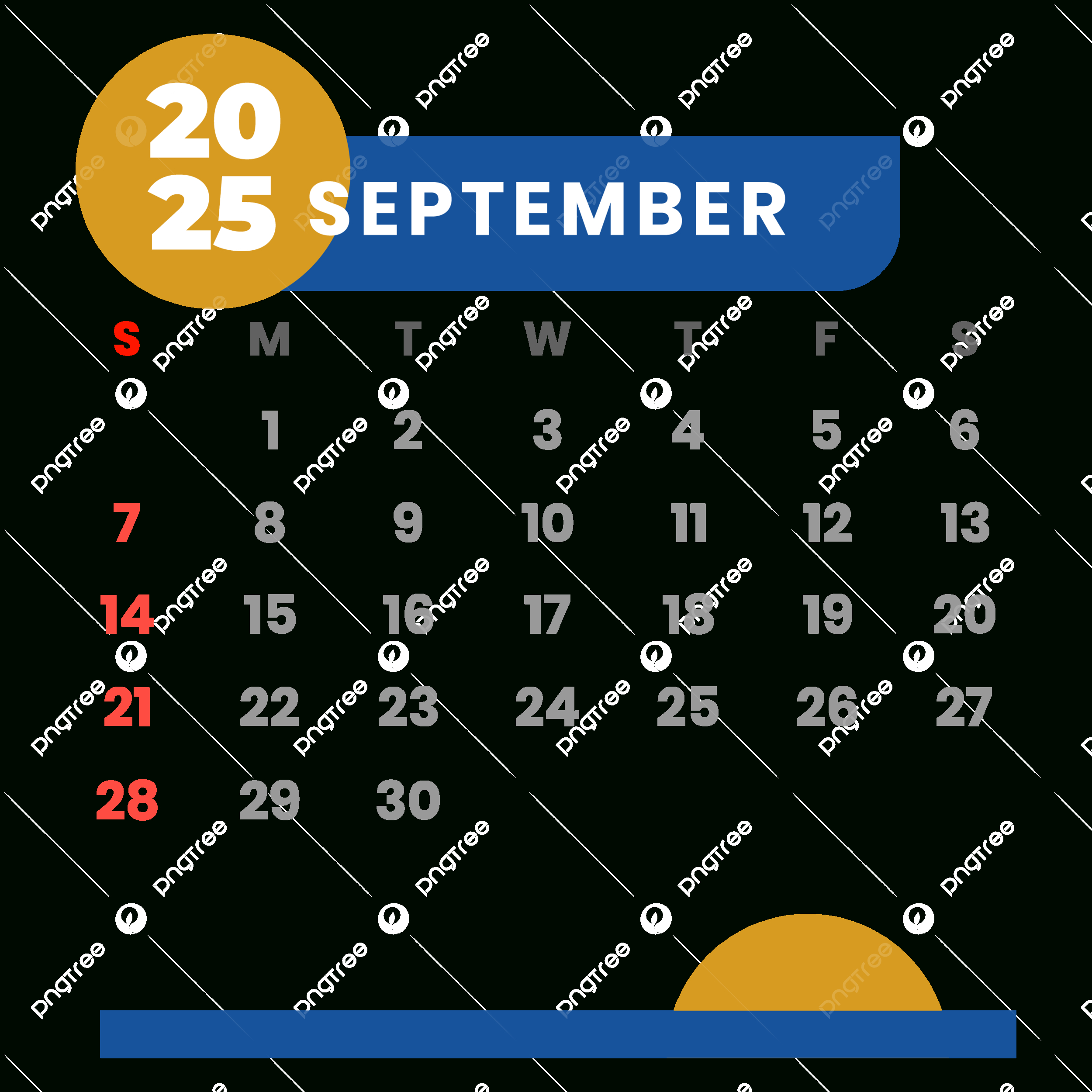 Calendar 2025 September Vector Clipart Monthly Calendar, 2025 - September 2025 Clipart