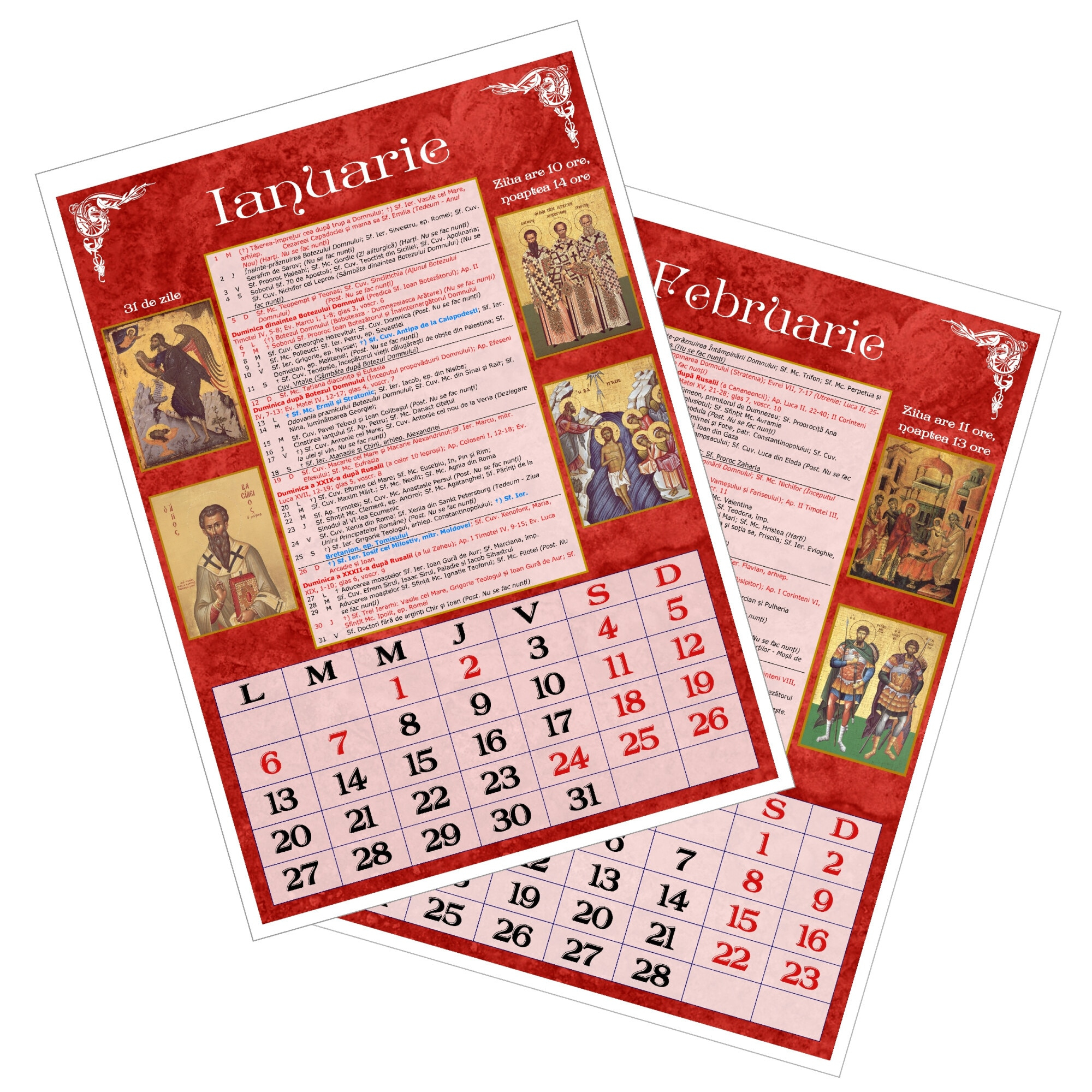 Calendar Ortodox 2025, Format A4, De Perete, Rosu - Calendar Ortodox 2025 September