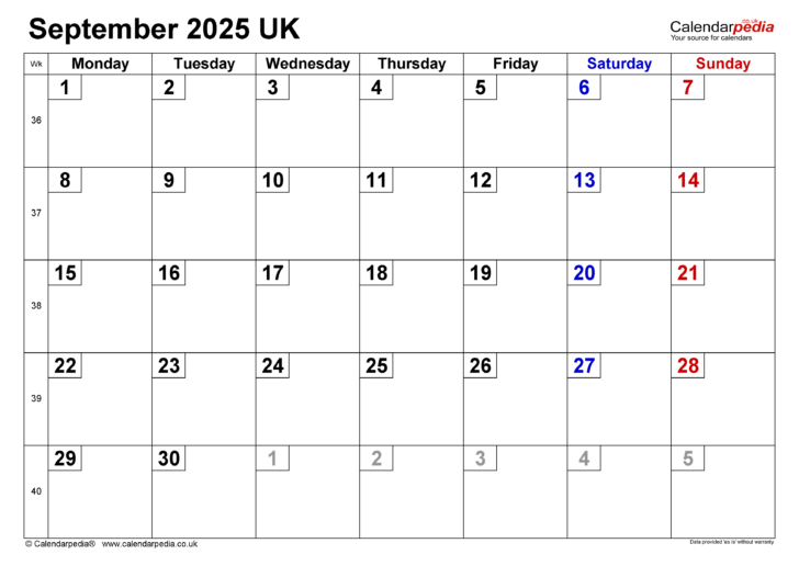 September 2025 Calendar Mini