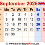 Calendar September 2025 Uk With Pdf, Excel And Word Templates – Show Me September 2025 Calendar