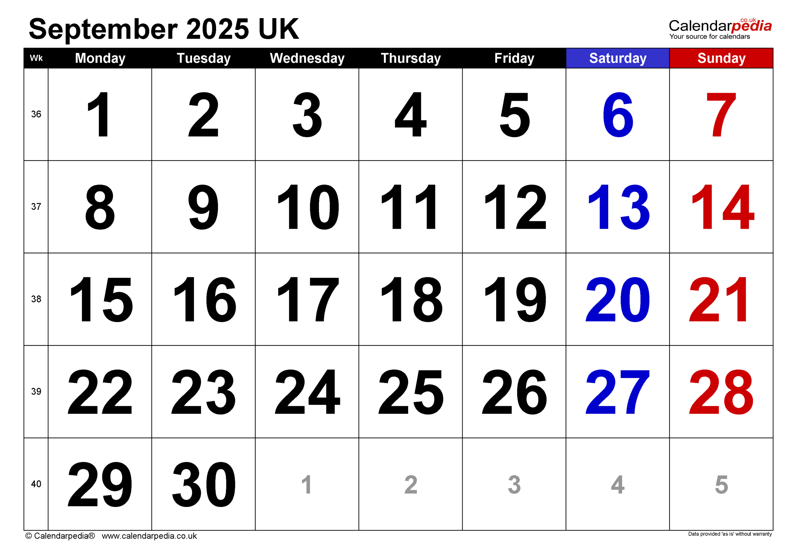 Calendar September 2025 Uk With Pdf, Excel And Word Templates - Show Me The Calendar For September 2025