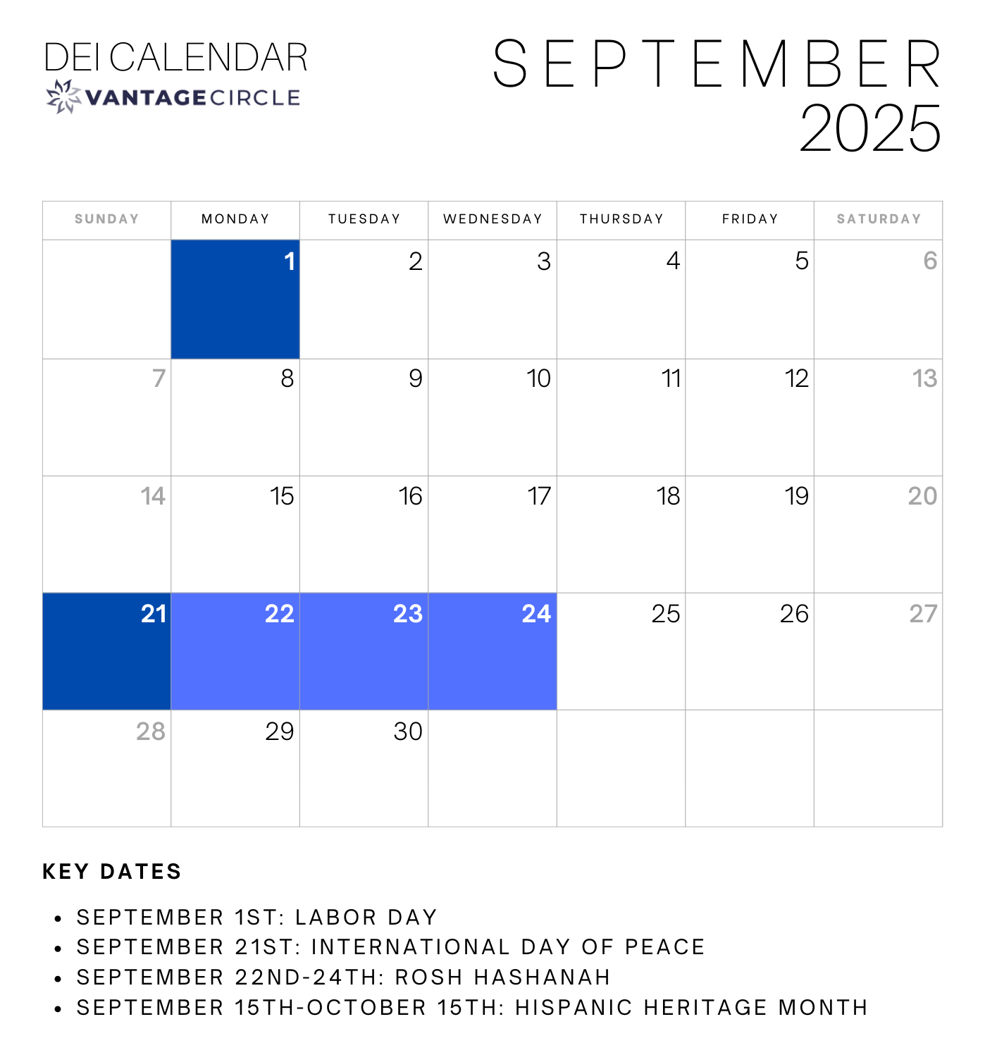 Dei Calendar 2025: Key Dates For Celebrating Diversity And - September 2025 Calendar Dei