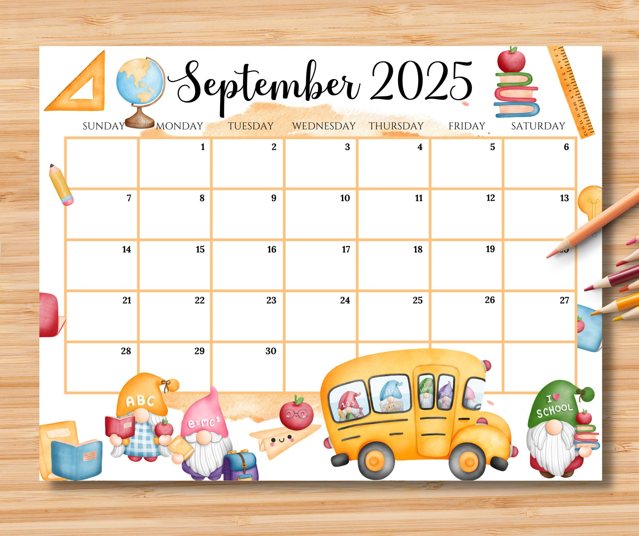 Editable September 2025 Calendar, Back To School Planner With Cute - September 2025 Calendar School