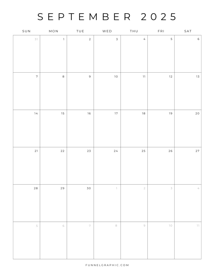 Blank September Calendar 2025