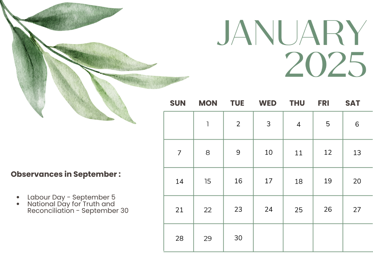 Free Canada Holidays September 2025 Calendar Template To Edit Online - September 2025 Calendar with Holidays Canada