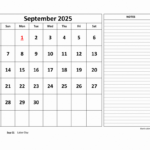 Free Download Printable September 2025 Calendar, Large Space For – September 2025 Calendar With Notes