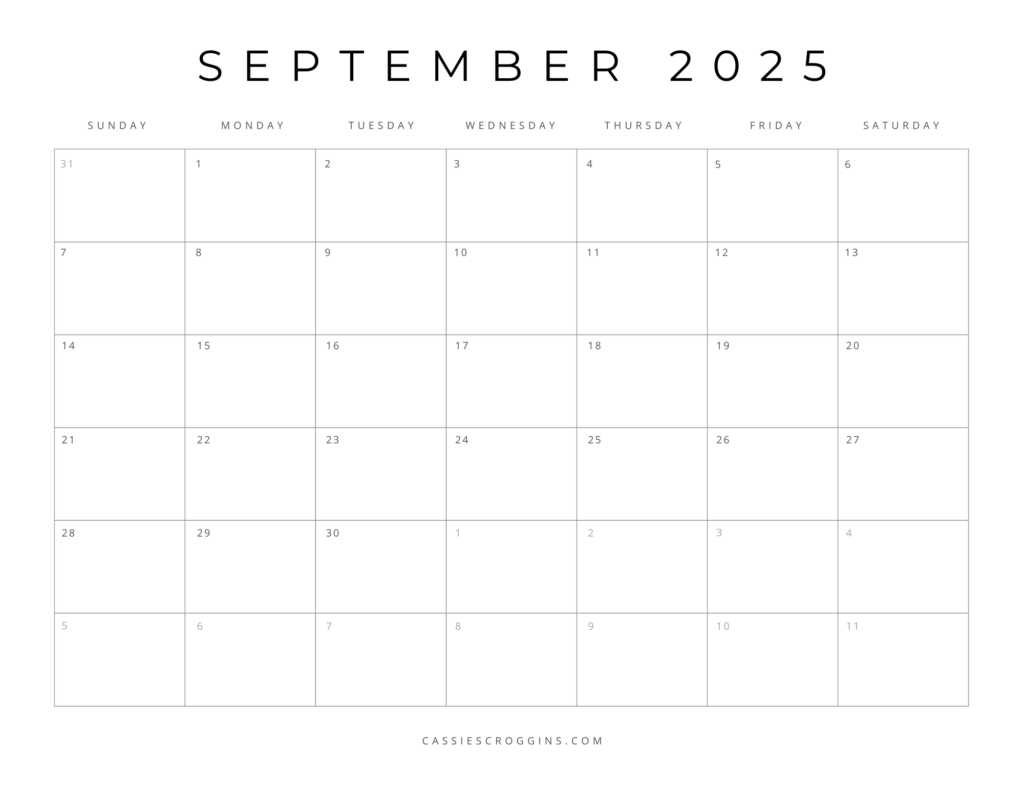 Free Printable 2025 Blank Calendar Templates (All 12 Months) - Blank Calendar September 2025