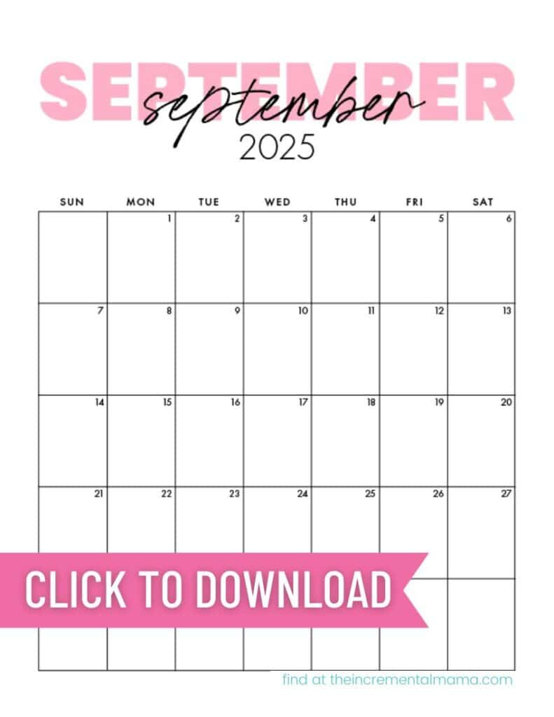 Free Printable 2025 Pink Calendar Templates - The Incremental Mama - September 2025 Calendar Options