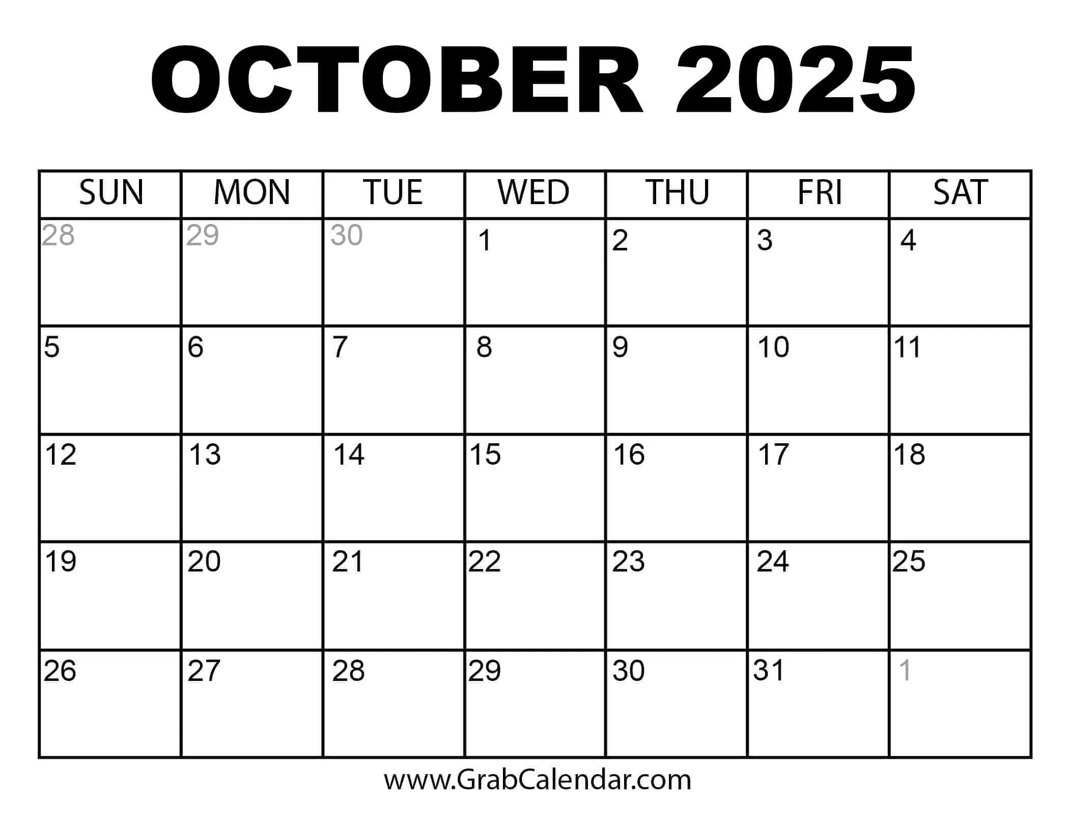 Free Printable Calendar 2025 - Grab Calendar - September 2025 Calendar Grab Calendar