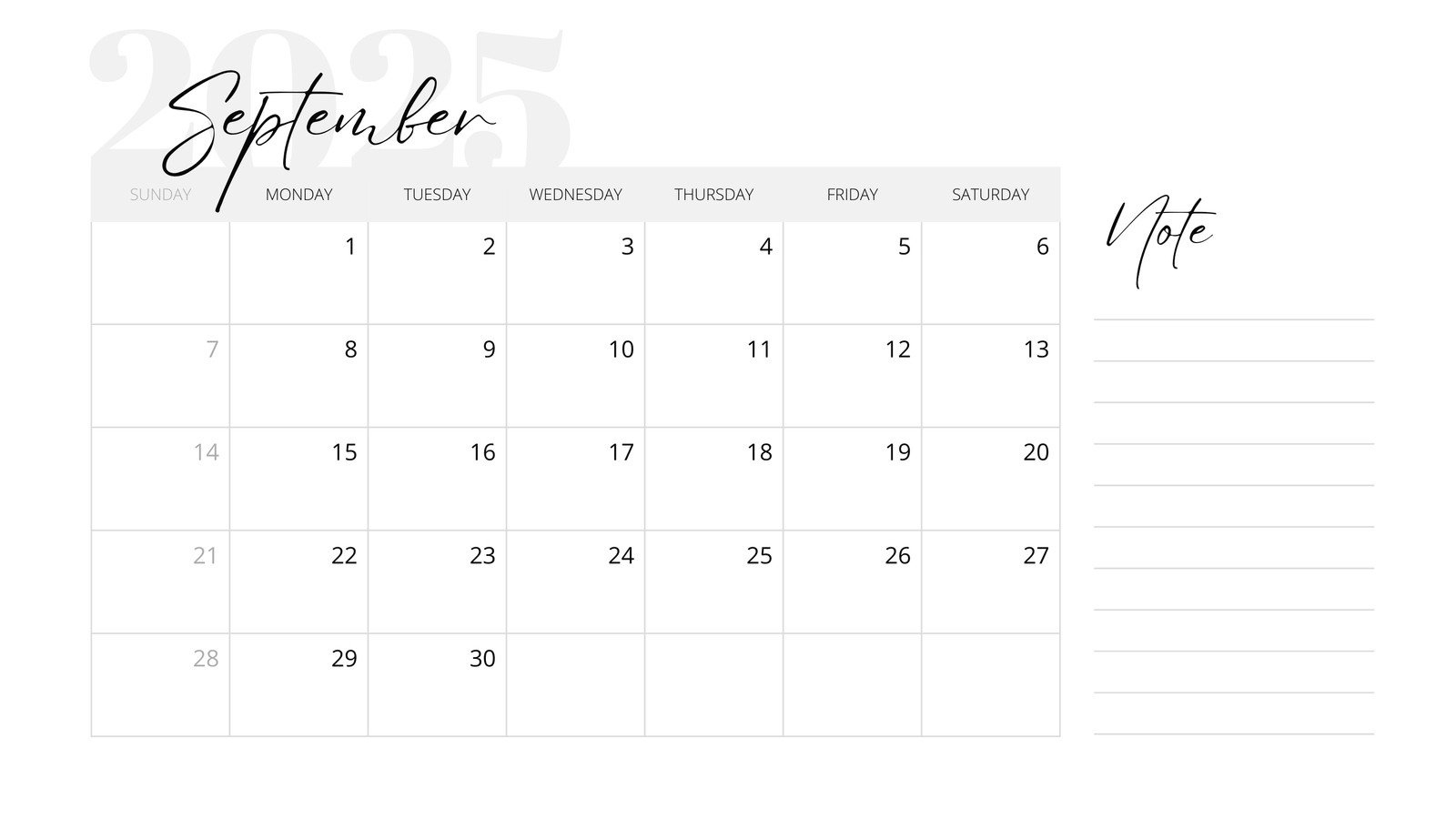Free Printable September 2025 Calendar Templates | Canva - September 2025 Calendar Printable With Notes