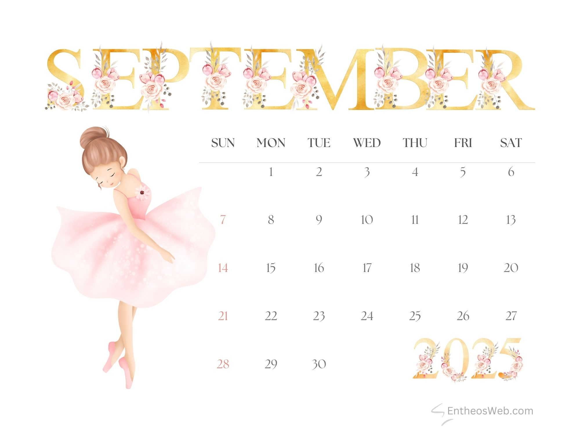 Free Printable September 2025 Calendars | Entheosweb - September 2025 Calendar Aesthetic