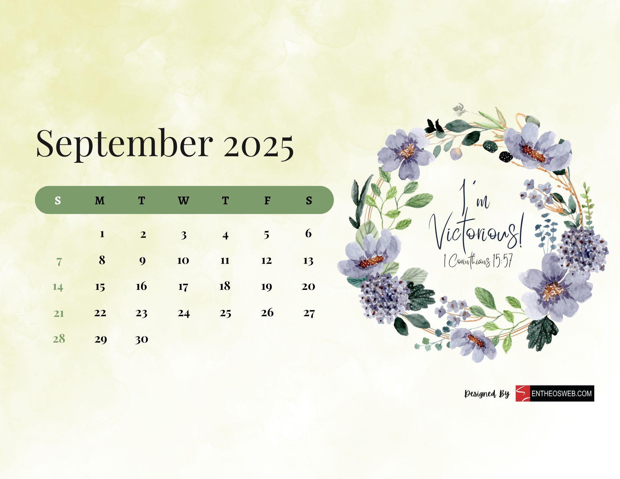 Free Printable September 2025 Calendars | Entheosweb - September 2025 Calendar Background