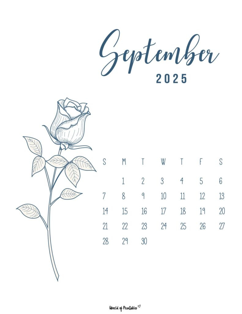 Free Printable September 2025 Calendars - World Of Printables - September 2025 Calendar Cursive