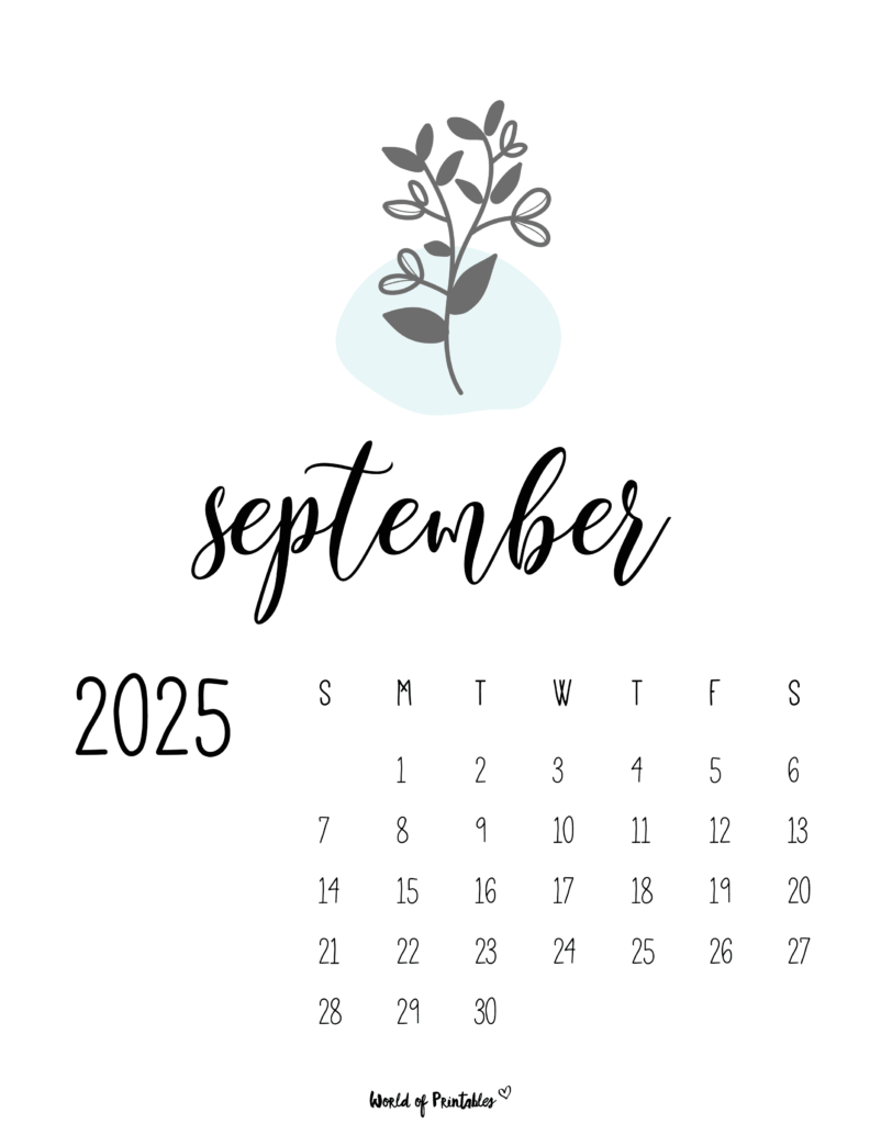 Free Printable September 2025 Calendars - World Of Printables - September 2025 Calendar Graphic