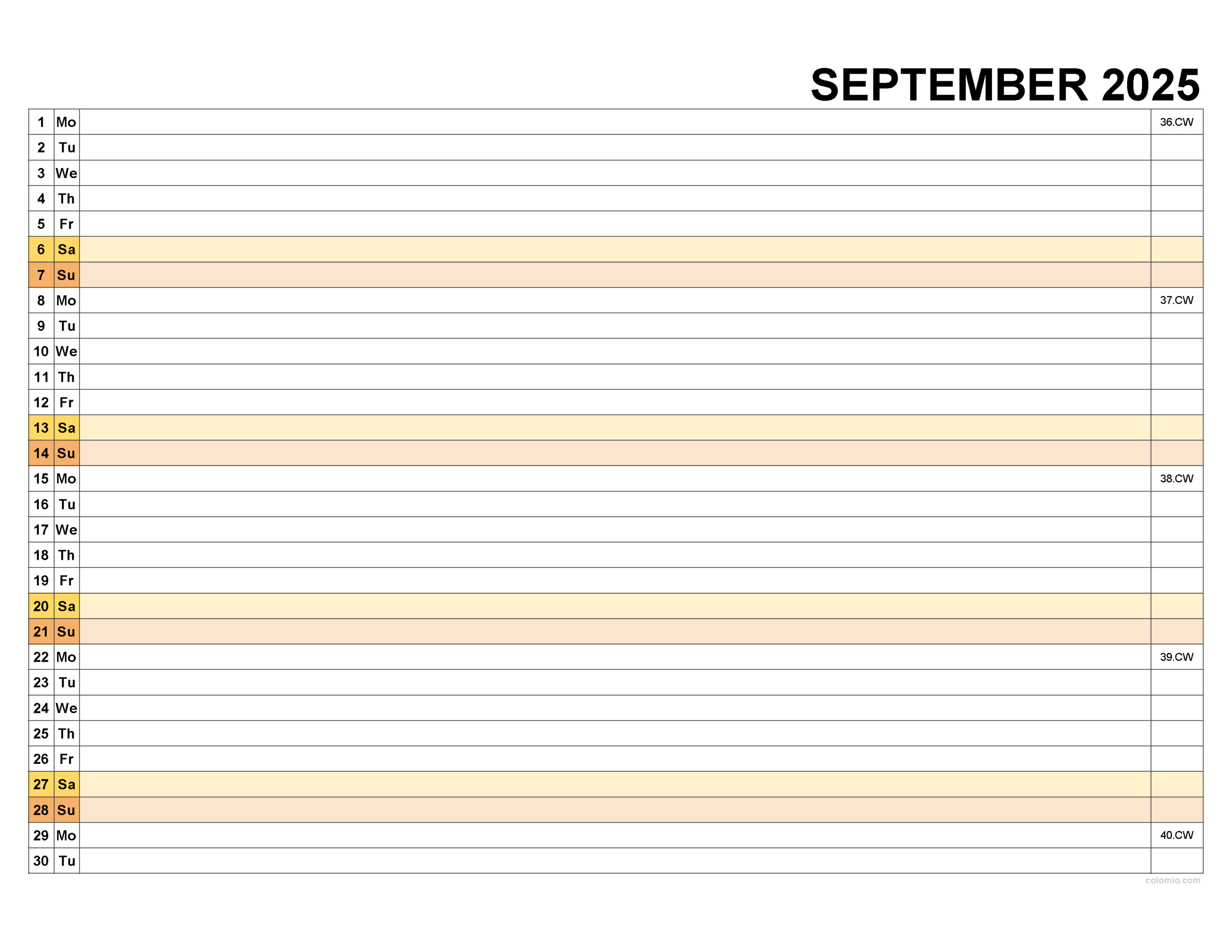 Free September 2025 Calendar | Printable Pdf, Xls, Png Formats - Printable September 2025 Calendar With Lines