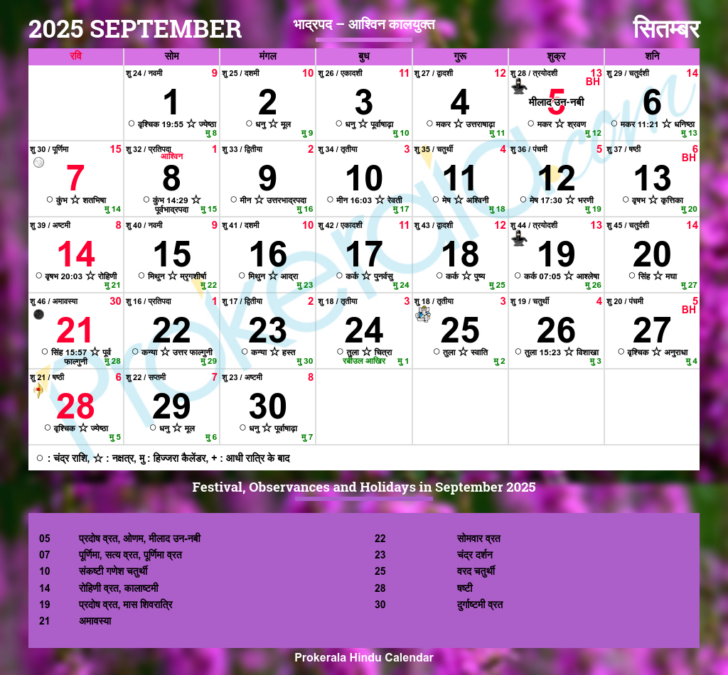 September 2025 Calendar with Holidays Kannada