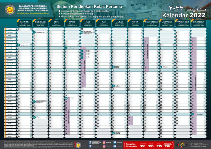 Printable Calendar 2025 Brunei with School Holidays