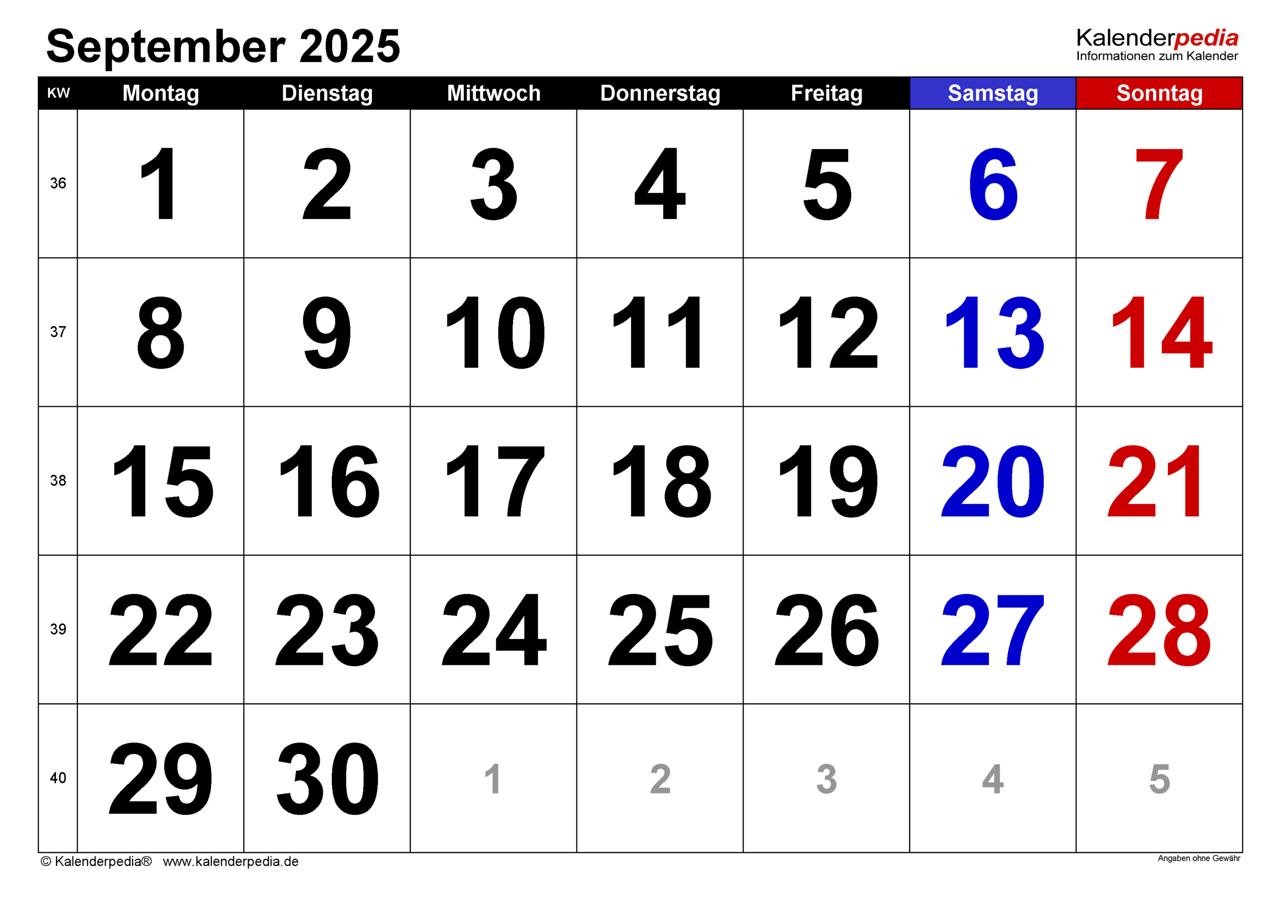 Kalender September 2025 Als Word-Vorlagen - September Kalender 2025