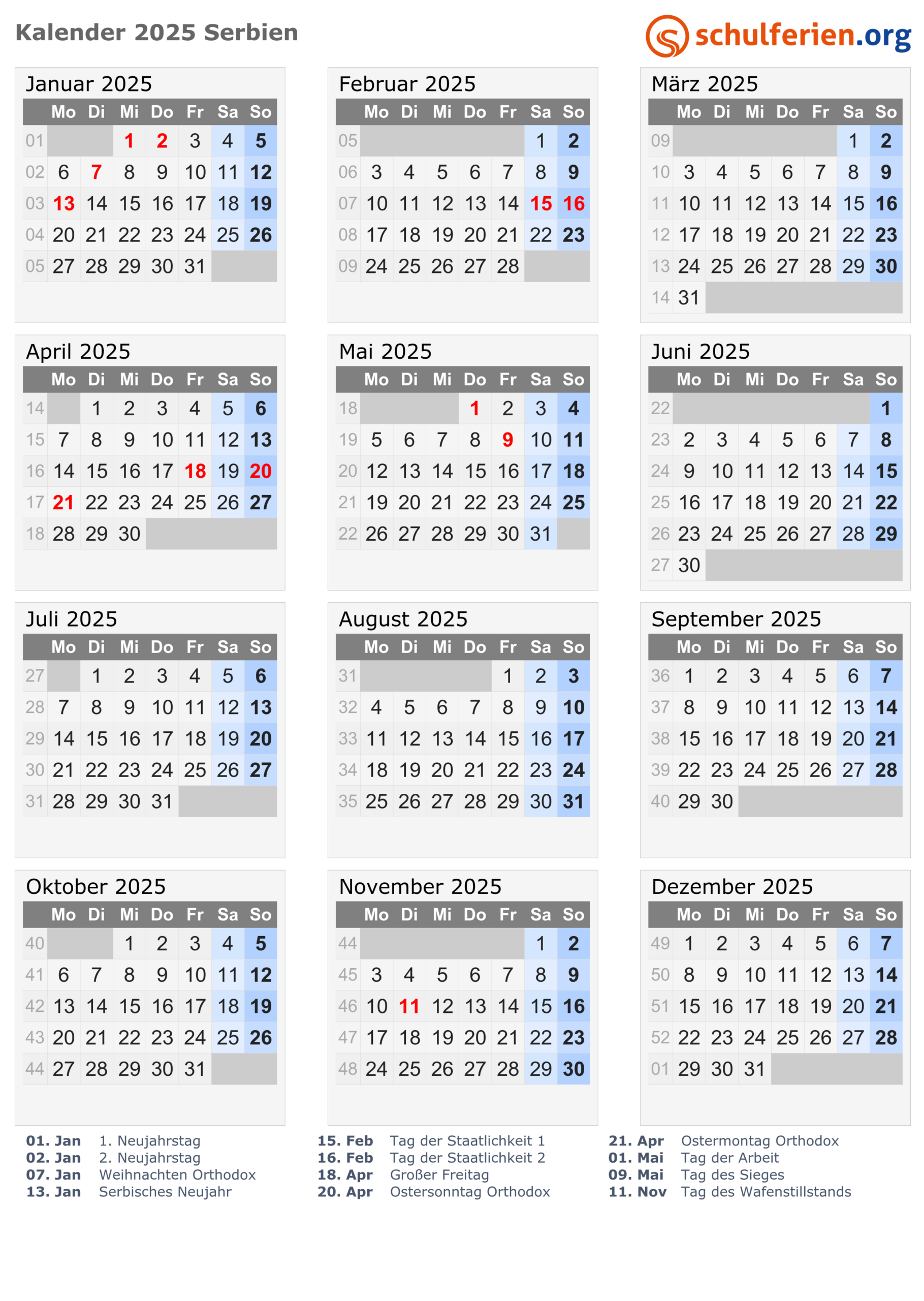 Kalender Serbien 2025 Mit Feiertage - Calendar Ortodox September 2025