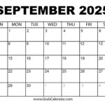 Printable September 2025 Calendar – September 2025 Calendar Fall