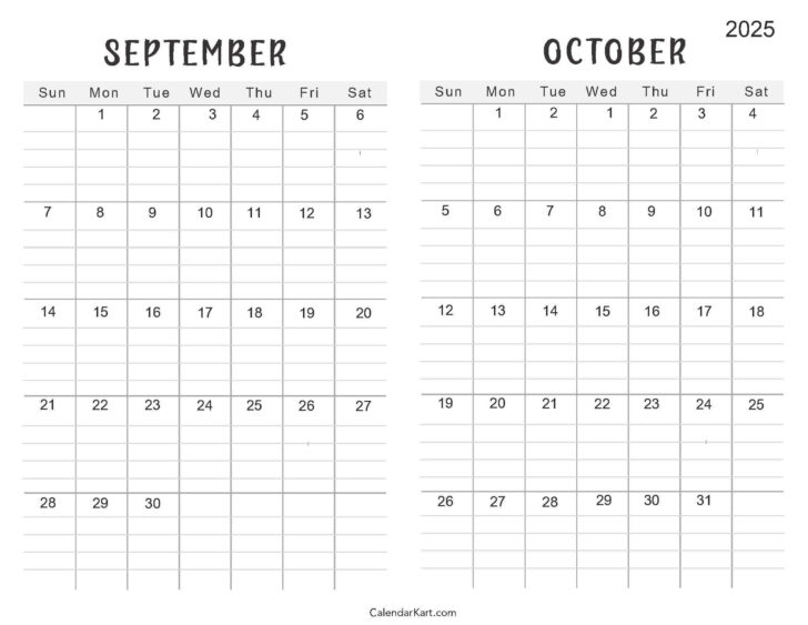 Free Printable Calendar September October 2025