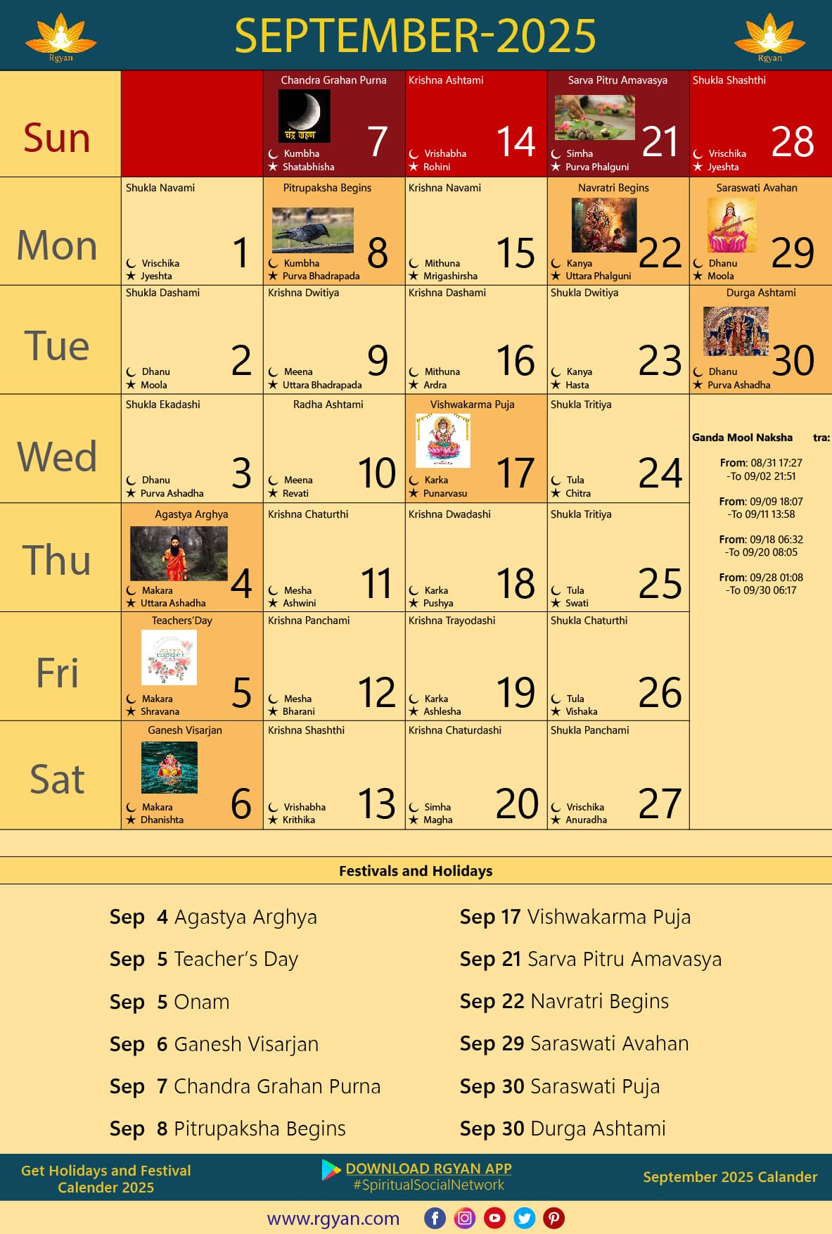 Rgyan: Important Dates In September 2025 - Indian Lunar Calendar - September 2025 Calendar With Holidays In Hindi