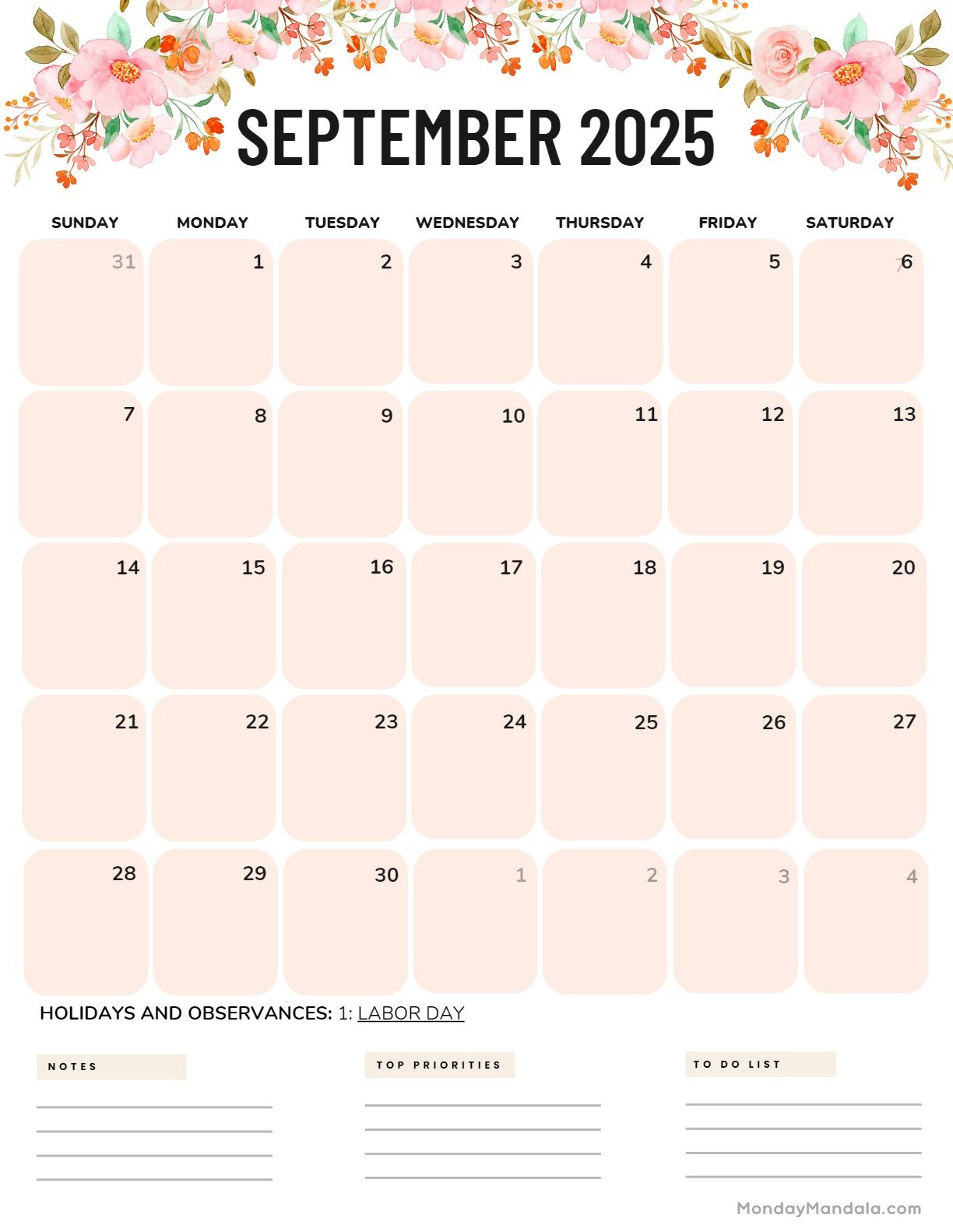 September 2025 Calendar (52 Free Pdf Printables) - September 2025 Calendar Monday Mandala